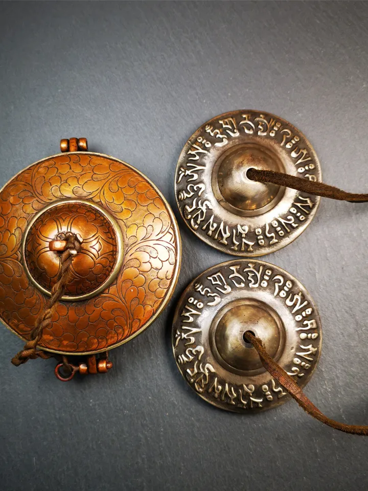 Gandhanra 7.4cm Tibetan Cymbals,OM Mantra Tingsha Bell,Buddhism Ritual Implement,Handmade in Nepal