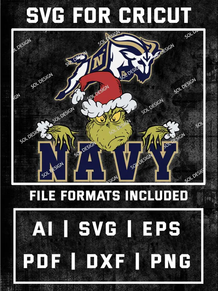 Grinch Navy Midshipmen SVG, NCAA SVG Design, NCAA Navy Midshipmen SVG, NCAA Midshipmen Cricut, Christmas Svg, Grinch svg, Digital Download