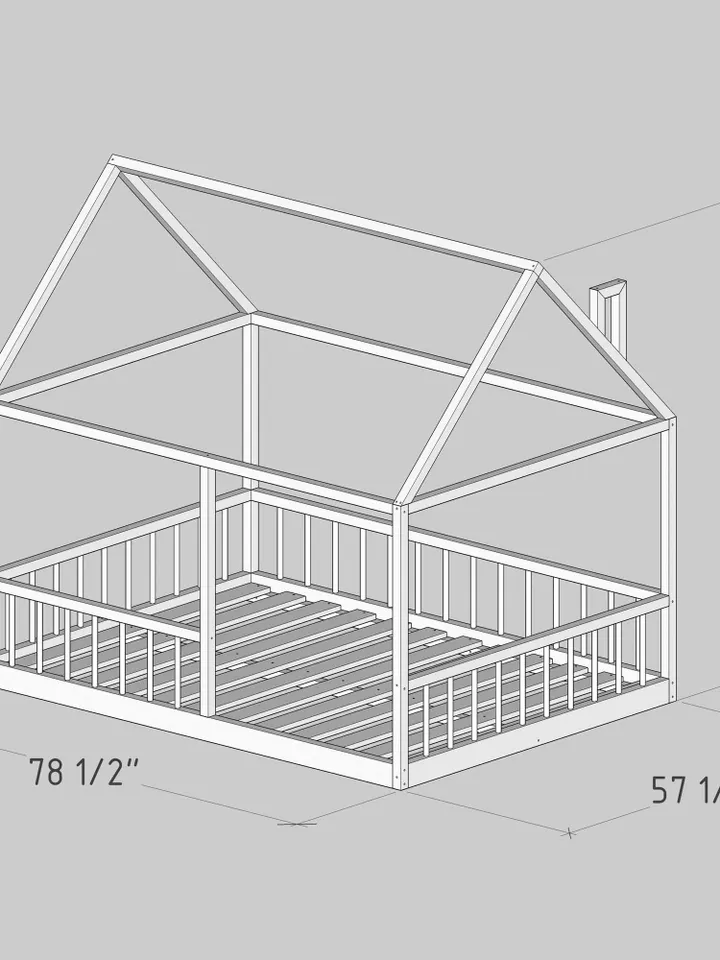 House Bed Plan, Full Size, DIY, PDF