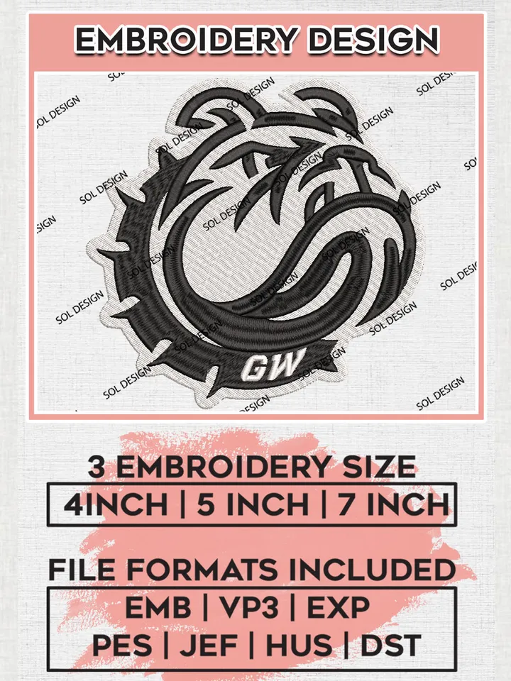 NCAA Gardner Webb Bulldogs College Team Head Mascot Logo Embroidery Design Files, NCAA Gardner Webb Runnin Bulldogs Machine Embroidery, NCAA Teams, 3 sizes, NCAA Machine embroidery designs, Digital Download