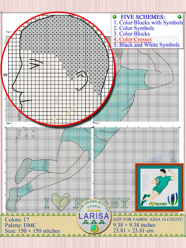 Rugby Cross Stitch Pattern | Rugby Union | Rugby Player