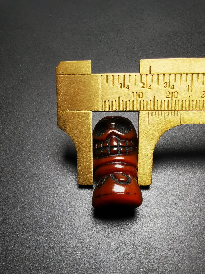 Gandhanra Tibetan Amulet,Yak Bone Carved Skull Sītavana Pendant, Hand-carved Skull Pendant for Prayer Bead/Necklace