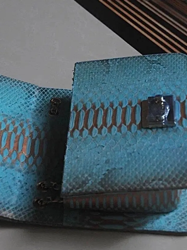 Genuine python skin crossbody blue classy bag| designer women leather handbag | snakeprint bag | crossbody purse | gift for her