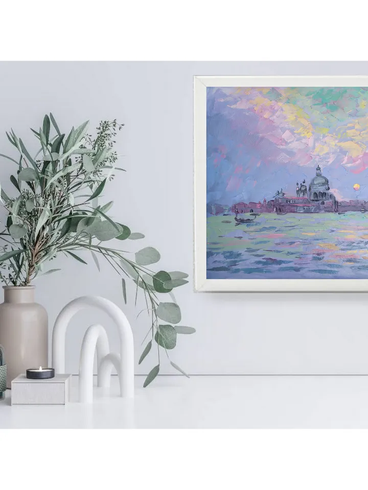 Venice painting Italian Original art Grand Canal wall art Italy artwork square art 12 by 12 inches by Natalia Plotnikova