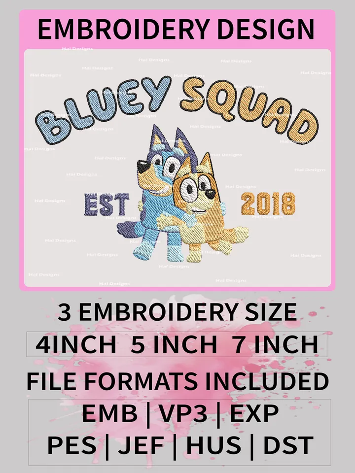 Bluey Chilli Heeler EST Embroidery Files – Bluey Family Mom Machine Embroidery Design 💙🧵