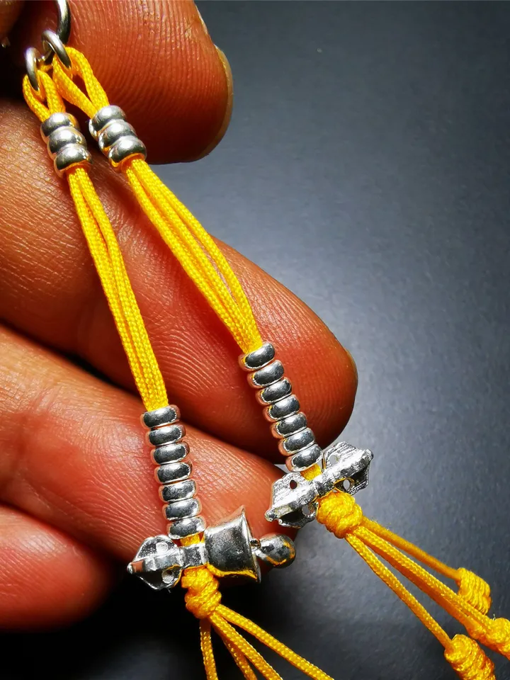 Gandhanra Handmade Tibetan Sterling Silver Mala Counters,Prayer Bead Counters,with Dorje and Vajra Pendant,3mm Mini Size