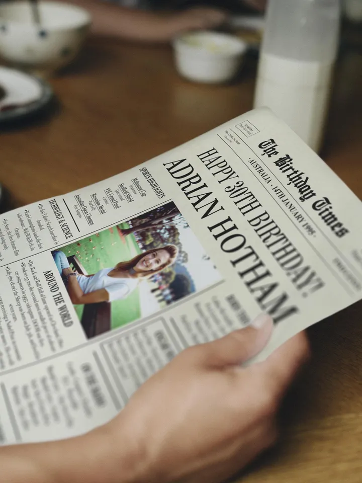 30th Birthday Newspaper poster gift with Australian facts, 1995 Personalized Printable, 30th Birthday Decoration Back in 1995, Digital