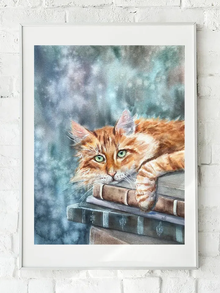 Cats Original Painting Animals Watercolor Painting Kitty Painting Cat Portrait