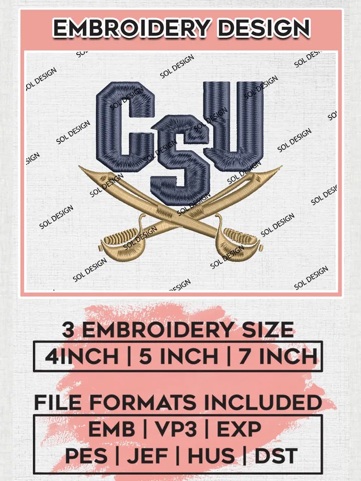 NCAA CSU Buccaneers Team Logo Machine Embroidery Design, NCAA Charleston Southern Buccaneers Team Design Design files, NCAA Team Embroidery Designs, NCAA Machine Embroidery Designs, Digital Download