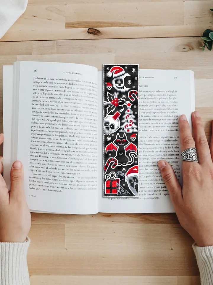 Spooky bookmark cross stitch pattern download PDF Gothic Christmas cross stitch chart Handmade bookmark pattern digital Gothic ornament #B73