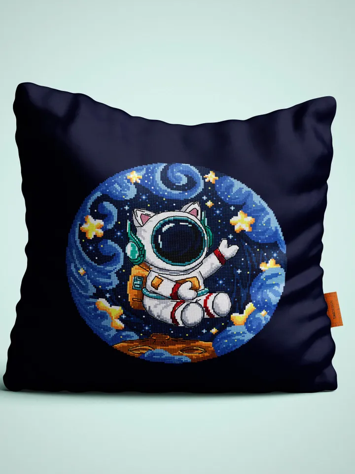Astronaut cat cross stitch pattern PDF download Funny cat in space cross stitch chart, Space cat embroidery PDF, Outer space, Cat art #K57