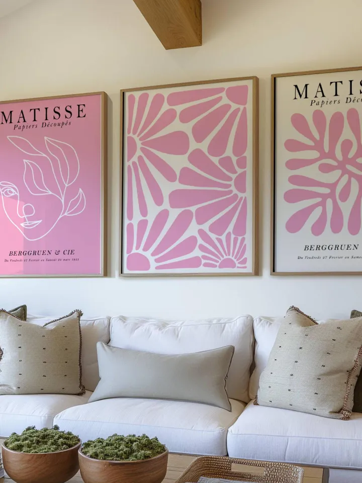 Pink Matisse Print Set Printable Wall Art Pink Print Set Gallery Wall Set of 3 Prints Preppy Wall Art Exhibition Posters Danish Pastel