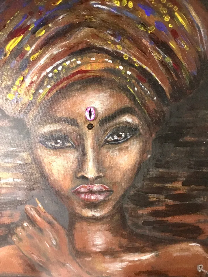 Beautiful woman in a headscarf painting,african woman painting,canvas wall art.