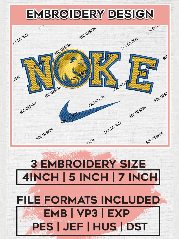 Ni.kee East Texas A&M Lions College Team Logo Embroidery Design Files, NCAA East Texas A&M Lions Machine Embroidery, NCAA Teams, 3 sizes, NCAA Machine embroidery designs, Digital Download