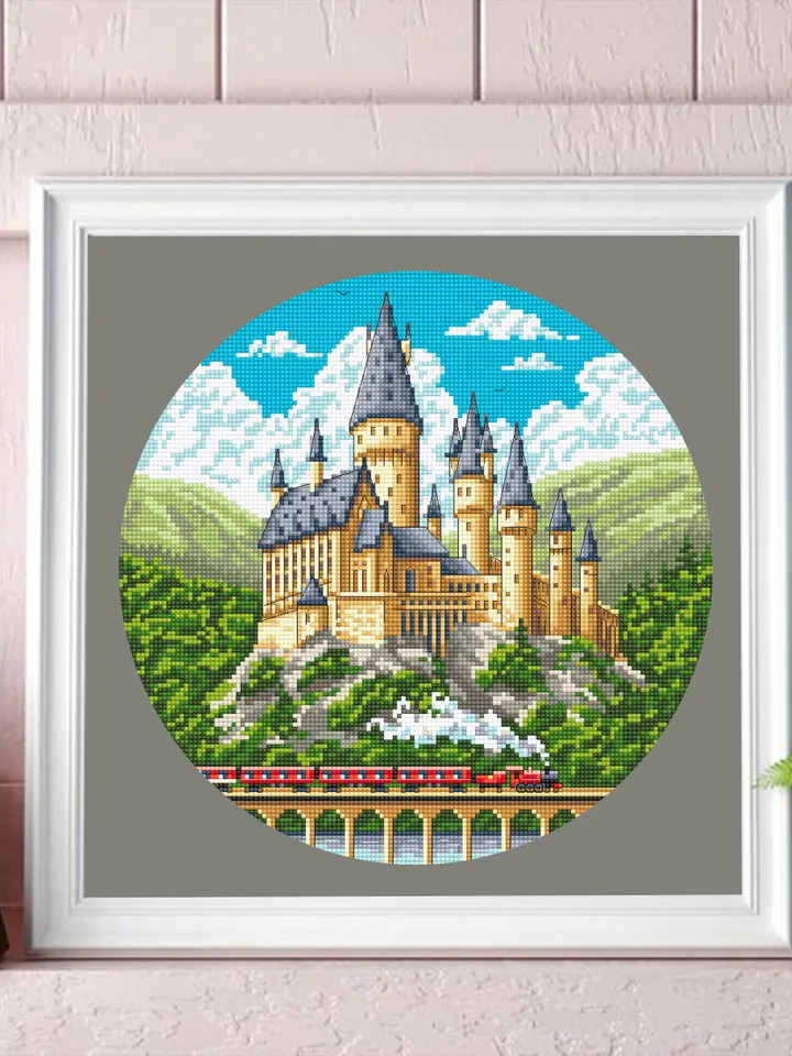 Wizard school cross stitch pattern PDF download Magic castle cross stitch chart, Magic kingdom pattern digital PDF, School of magic #C9