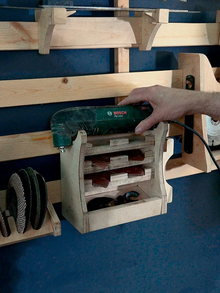 Wall Organizer Shelf for Multi-Tool & Accessories | French Cleat Mount | PDF Woodworking Plans | CNC Files