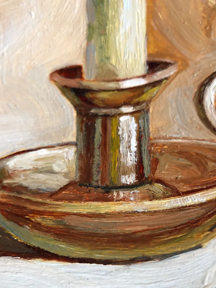 Candlestick modern original oil painting wall art painting 6 x 6 inches