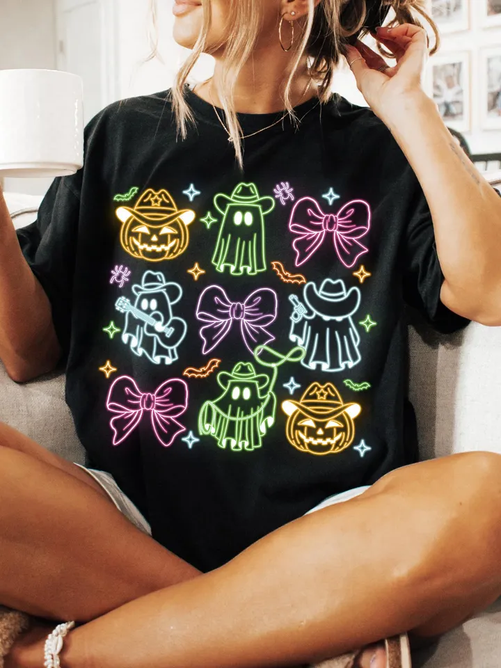Howdy Coquette Halloween Neon Png, Halloween Ghost Neon png, Country Png, Spooky Season Png, Cowboy Ghost Png, Girly Coquette, Halloween