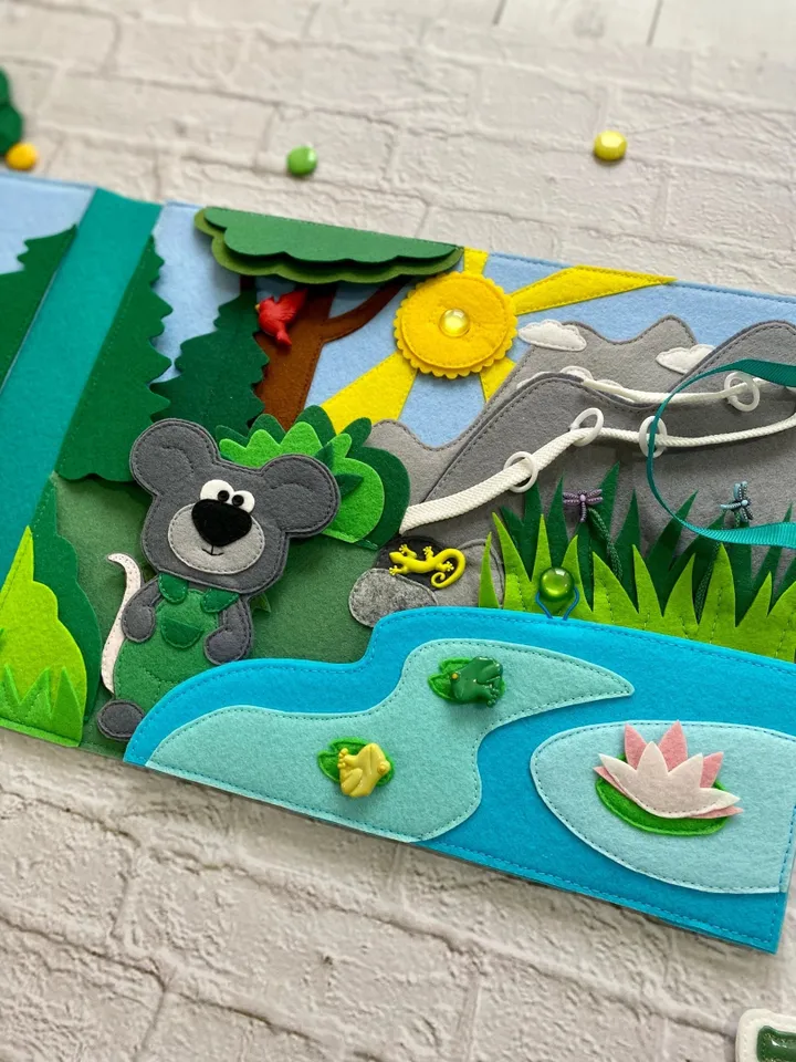 Waste Sorting Activity Quiet book Pattern pdf, Felt book pattern, Soft sensory book template, Busy book sewing ideas kids 2, 3, 4 year old