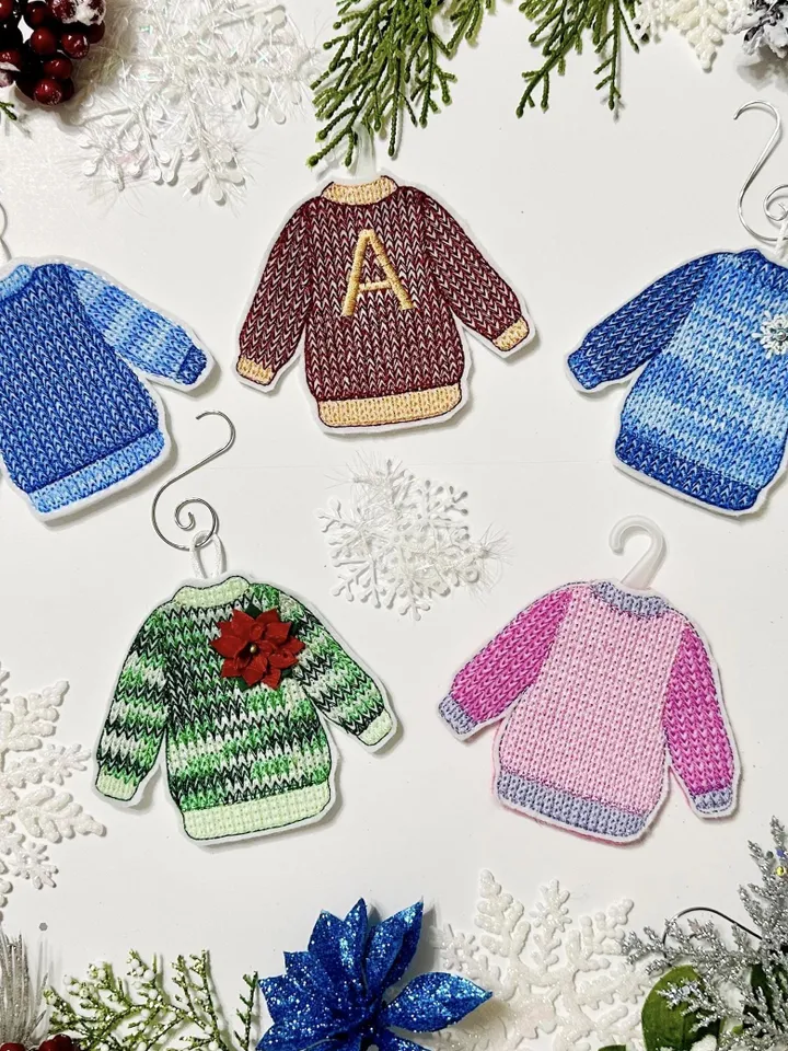 Set of interior or New Year's toys "Knitted sweaters"