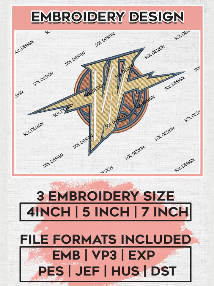 NBA Golden State Warriors Embroidery Design Files, NBA Golden State Warriors Team Logo Embroidery Designs, Basketball Team Logo Embroidery Files, NBA embroidery Designs, 3 sizes, Machine embroidery Files, Digital Download