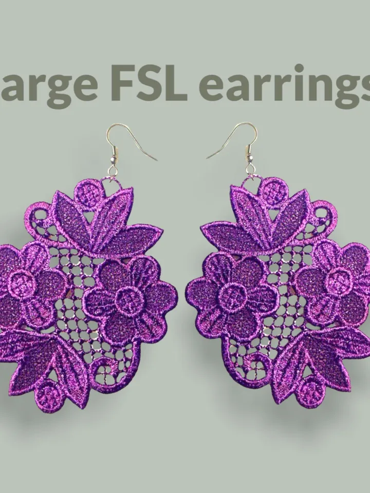 Lage Free Standing Lace Earrings machine embroidery design FSL pattern digital embroidery design jewerly embroidery motif