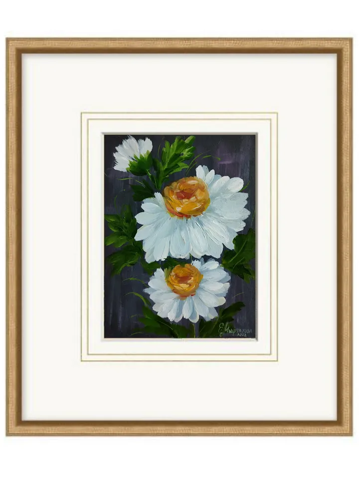White Daisies Painting Original Art Daisies Flowers Painting White Flowers Landscape Art Floral Art Impasto Oil Painting 4 by 6