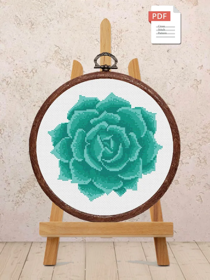 The Succulent Cross Stitch Pattern, Flower Cross Stitch Pattern, Embroidery Succulent, Flowers xStitch, Potted Flowers xStitch #flw011
