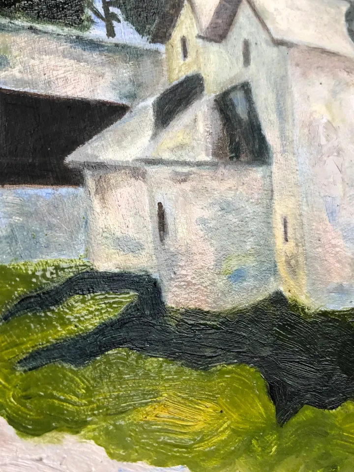 Landscape with a church hand painted original oil painting wall art 6x9 inches