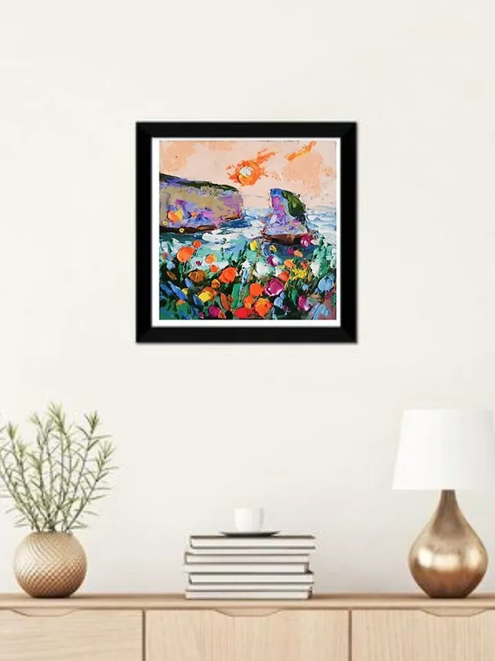 California Poppy Painting Original Art Impasto Oil Painting landscapes Sea