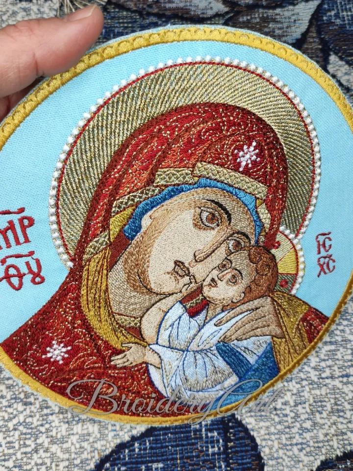 Mother of God Eleusa Our lady of Tenderness machine embroidery design