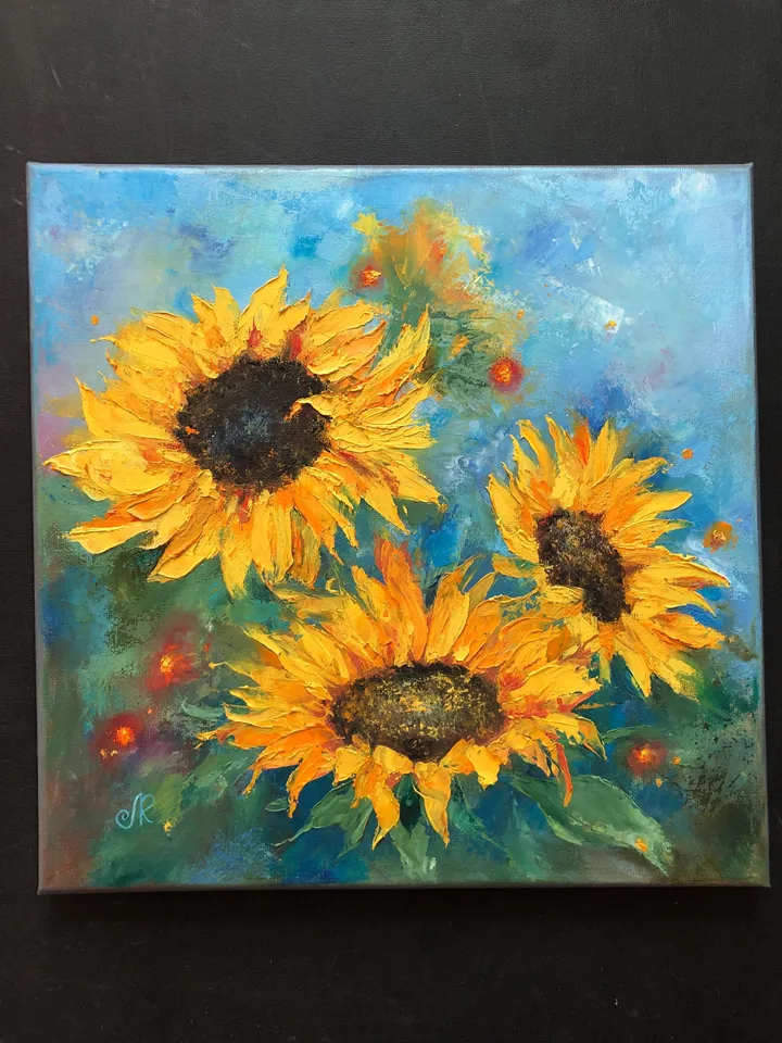 Sunflower Oil Painting Original Still Life Painting Flowers Wall Art