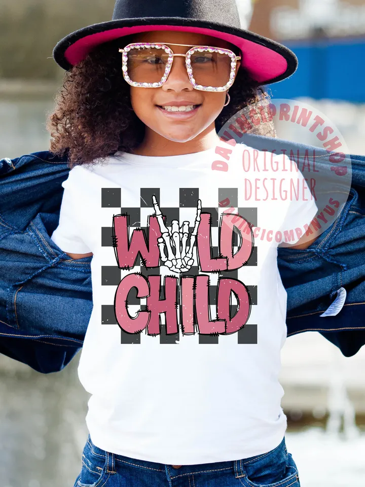 Wild Child Checkered Sublimation File, Toddler Png Design, Shirt for Kids, Retro Design Sublimation, Kids Sublimation, Girl Sublimation, png