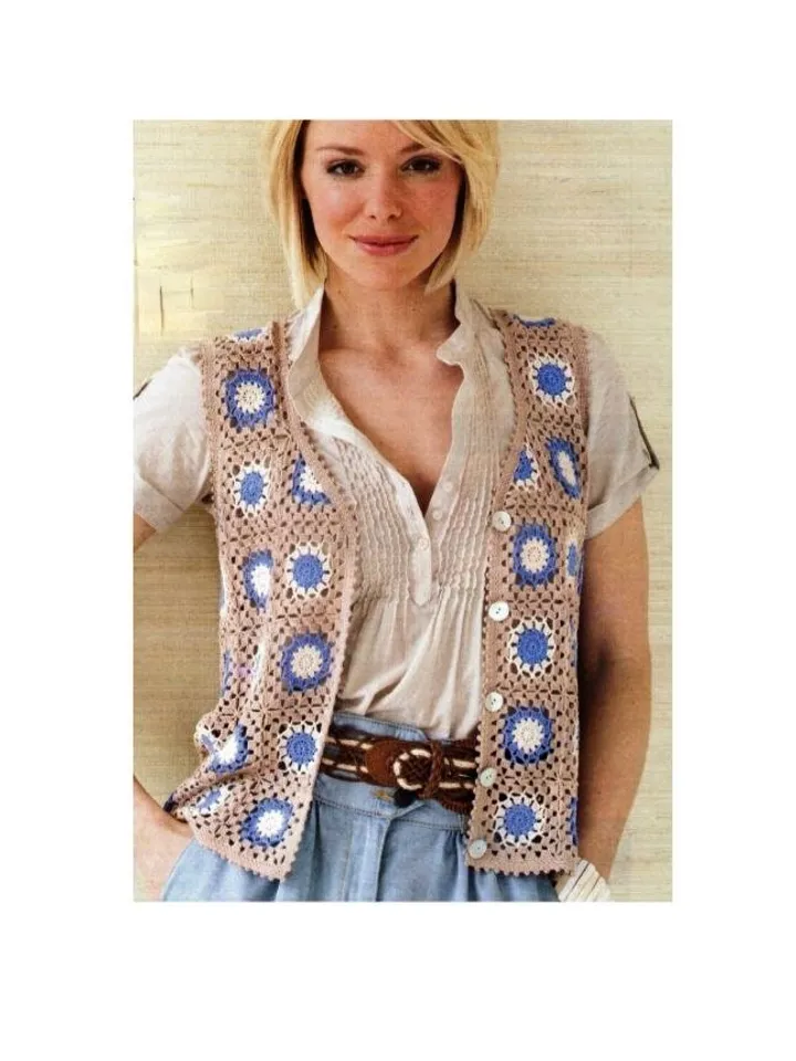 Vest granny squares crochet pattern, waistcoat crochet pattern pdf