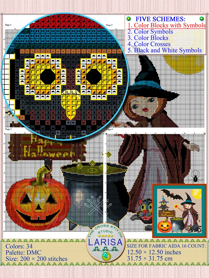 Happy Halloween Cross Stitch Pattern | Halloween Collage