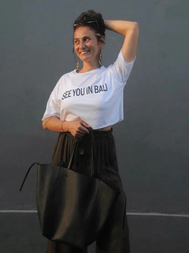 White Cotton Crop Top Tee | Women T-Shirt See You In Bali | Every Day Wear | Statement Tee | Gift For Her | Hadmade Clothing
