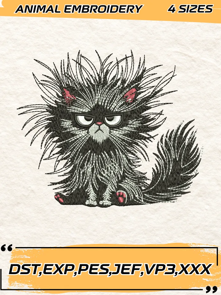 Sarcastic Funny Cat Embroidery Design,Animal Embroidery Design,Cat Design,4 Sizes,Digital Download