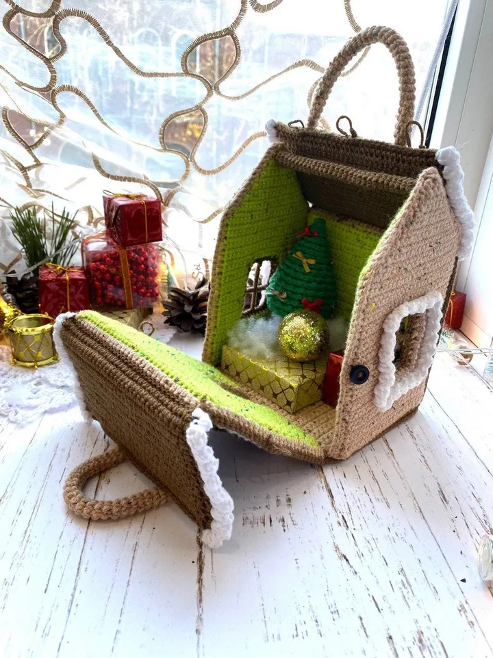 PDF Christmas House, Christmas amigurumi pattern, Christmas ornament Gingerbread House, Christmas decoration, Christmas crochet, Doll House