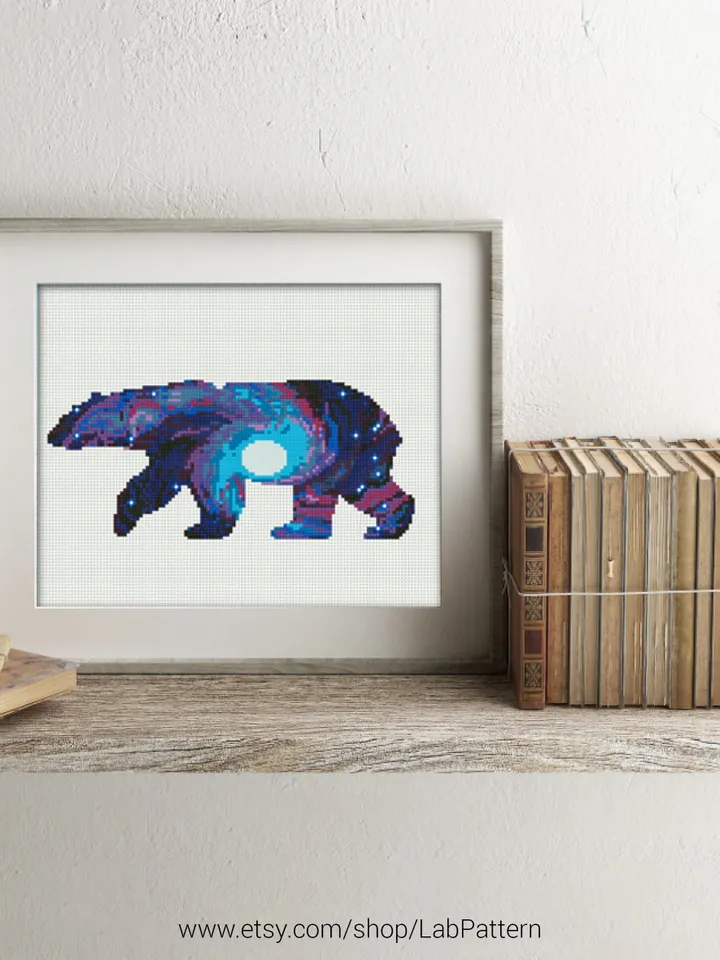 White Bear Shape Space Cross stitch pattern | Embroidery Pattern | Instant Download | Embroidery Designs