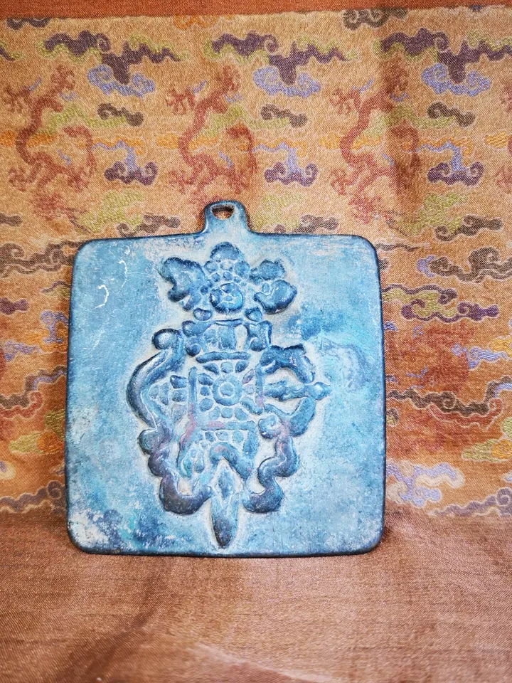 Gandhanra Tibetan Buddhist Amulet,Melong Mirror Wall Hanging, Calendar Badge,SIPAHO(srid pa ho),Unique Square Pattern