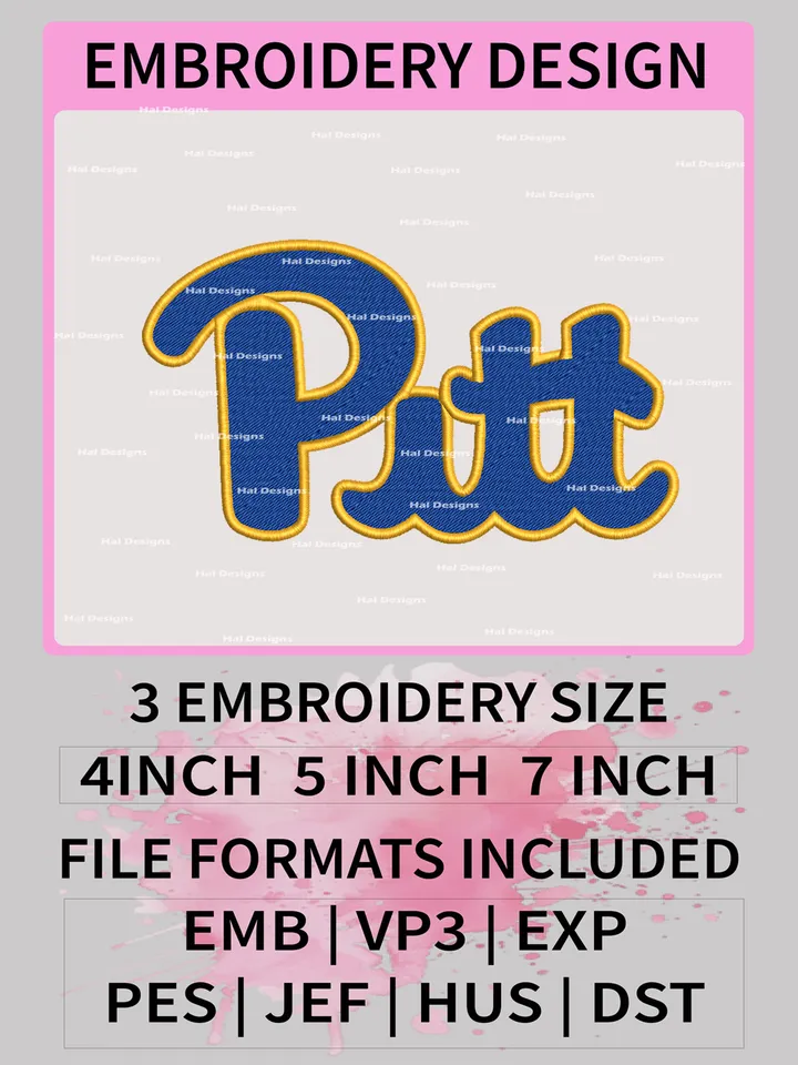 NCAA Pittsburgh Panthers Embroidery File, 3 Sizes, 6 Formats, NCAA Machine Embroidery Design, NCAA Logo, NCAA Teams