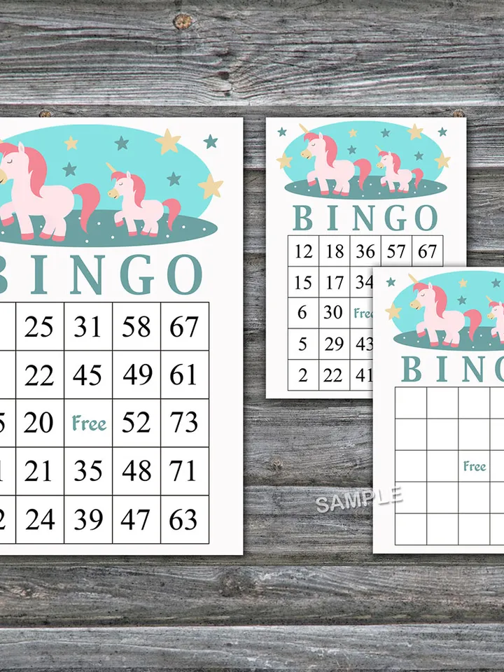 Unicorn bingo cards,Rainbow Unicorn bingo game,Unicorn Printable bingo cards,60 Bingo Cards,INSTANT DOWNLOAD--378