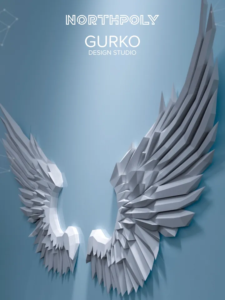 Angel Wings Papercraft, Digital Template, PDF Download, Gurko, Trophy, 3D Low Poly, Pepakura, DIY Origami, Paper Party Decoration, DIY Gift