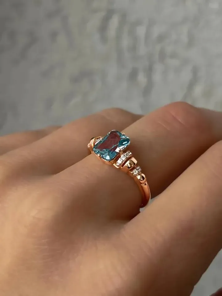 Ring, silver 925, gold plated 585, with tourmaline and cubic zirconia