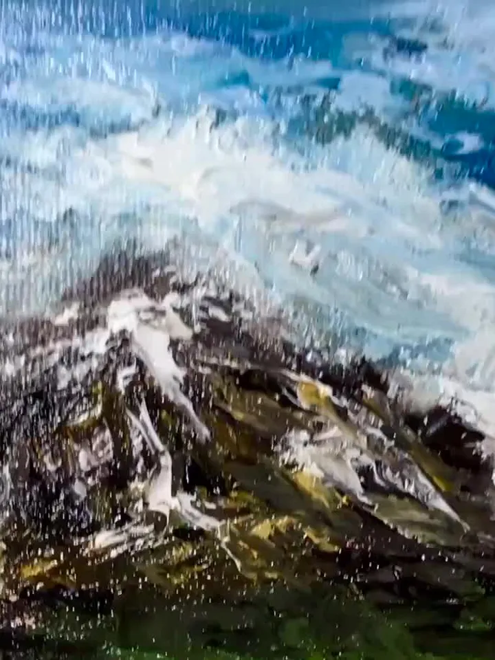 Landscape oil painting.Penguins northern landscape,original oil painting,stretched canvas.