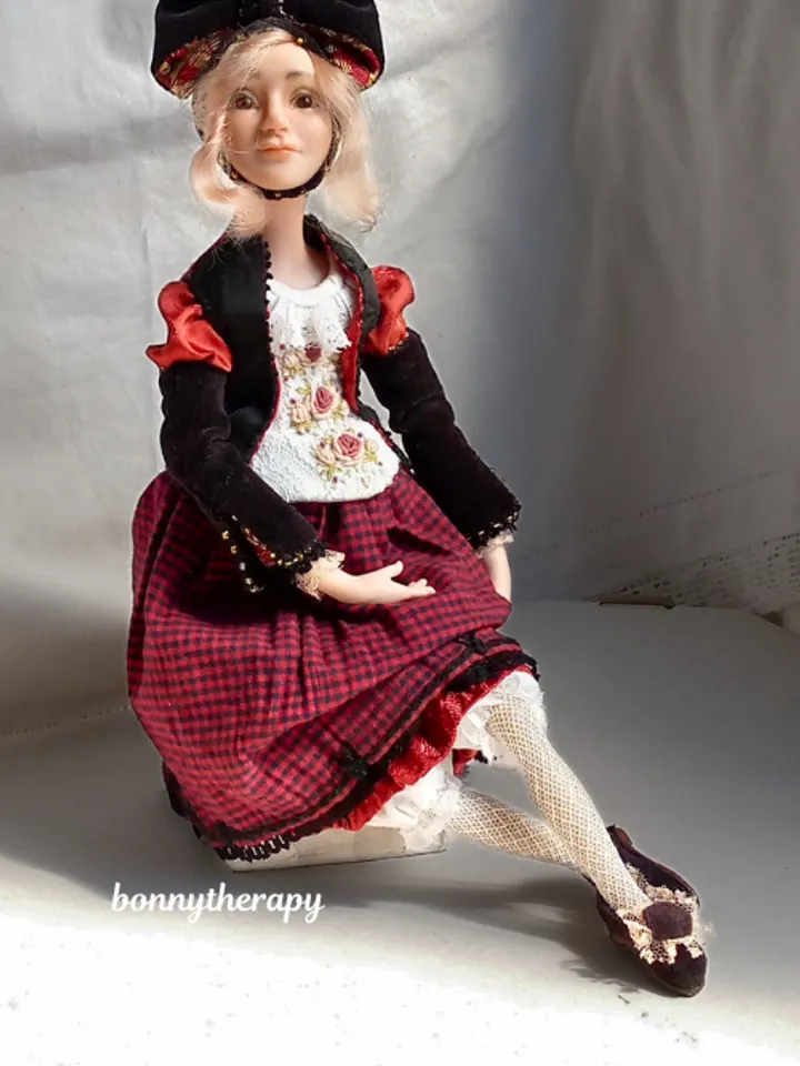 Polymer clay doll, height 36 cm (14 inches).