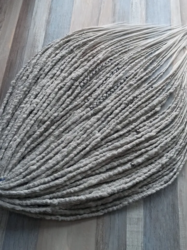 Silver Dreadlock Extensions Ash Blonde Gray Synthetic Crochet Dreads Full Set Single Double Ended DE SE Festival Party Style