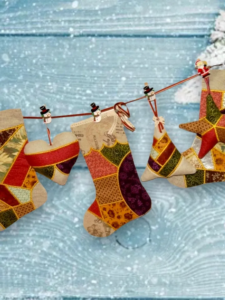 Christmas set of machine embroidery designs in the patchwork style Machine Embroidery Pattern Chtistmas embroidery motif