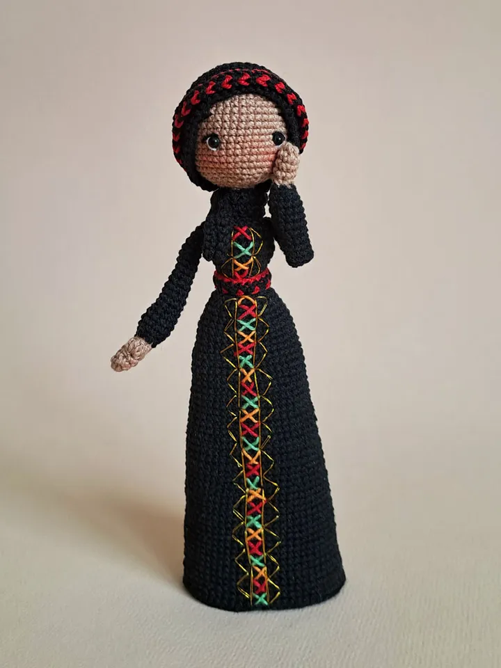 Crochet Islamic Doll in Hijab, Muslim Girl, Palestinian doll in national costume