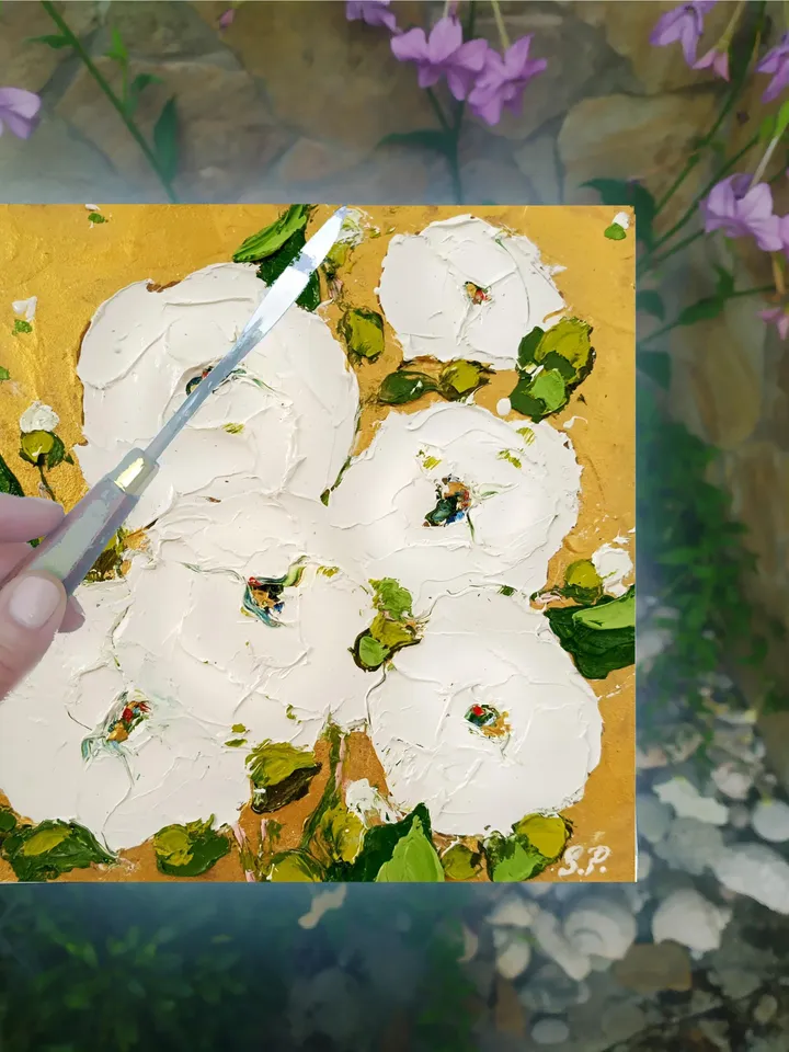 Rose Painting Flowers Original Art 8х8 Impasto Oil Painting Floral Boho Art Roses by ArtProkopaloSv